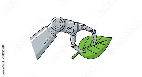 Robot Holding Green Leaf.