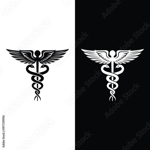Caduceus medical emblem logo sign