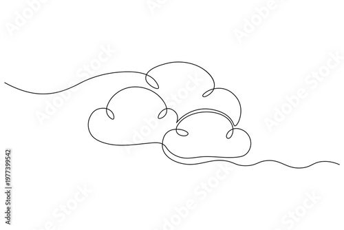 Cloud continuous one line art drawing of minimal sky symbol on white background
