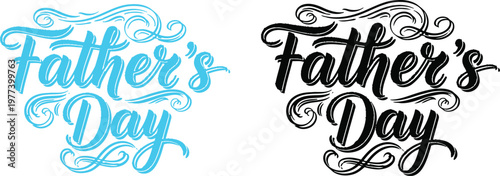 Happy father's day calligraphy designs with hats and ties