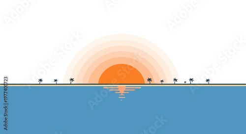 Sun Rising Over Water.