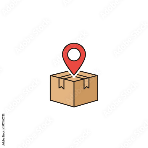 Brown cardboard parcel with location pin.