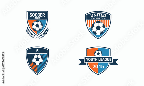 Football Soccer Club Logo Badge Set Vector for Sports Team Branding and Youth League Tournament