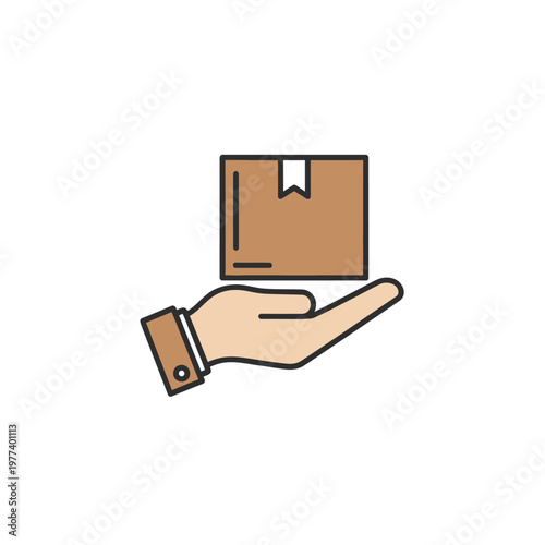 Hand holding brown postal package.