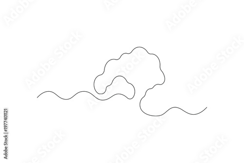 Cloud continuous one line art drawing of minimal sky symbol on white background
