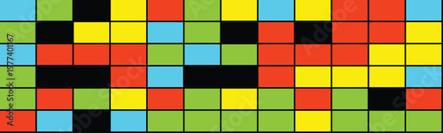Abstract colorful geometric pattern with squares and black gaps