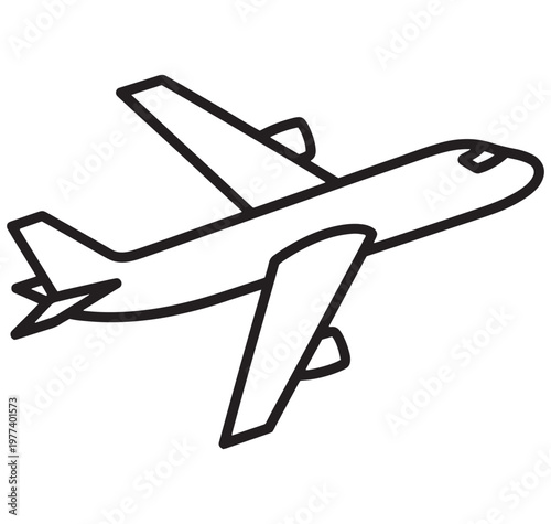 Airplane flying in the air with a single engine on each wing  side view