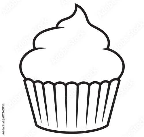 cupcake with frosting in a paper wrapper icon