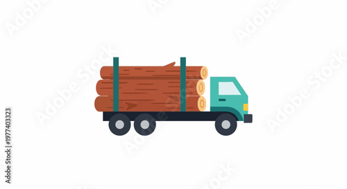 Truck Carries Wood Logs.