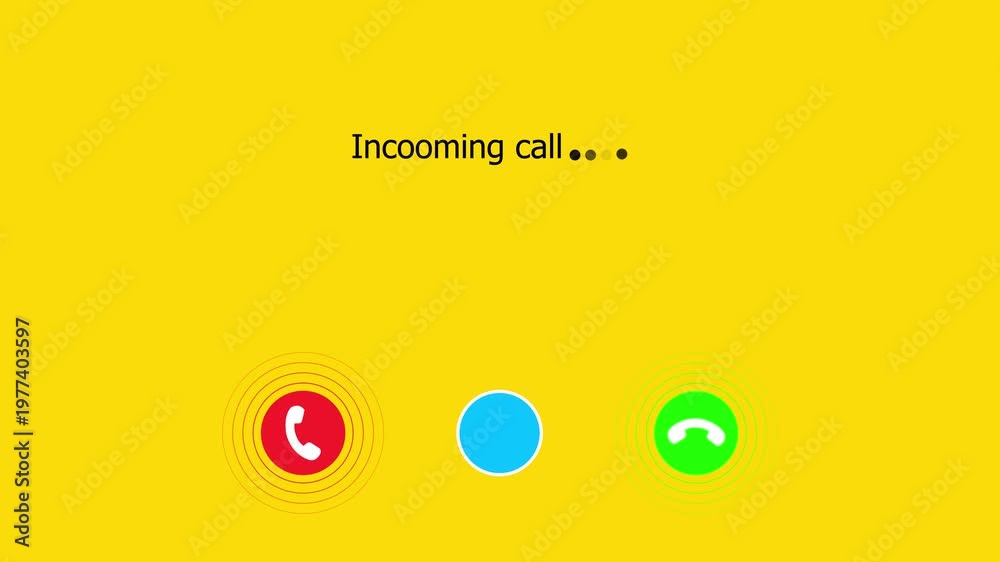 Incoming Call Screen Animation with Accept and Reject Buttons on Yellow ...