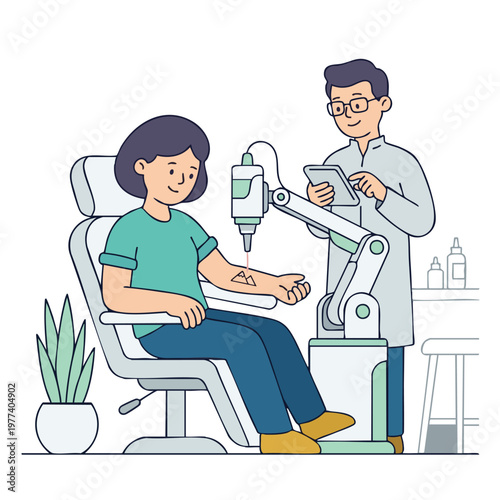 Robot Tattooing A Person With Precision And Care.