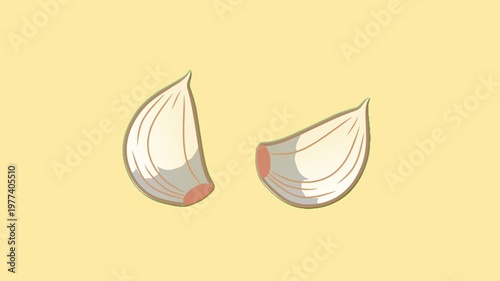2D Animated Garlic Cloves with Natural Shape Detail for Cooking Ingredient