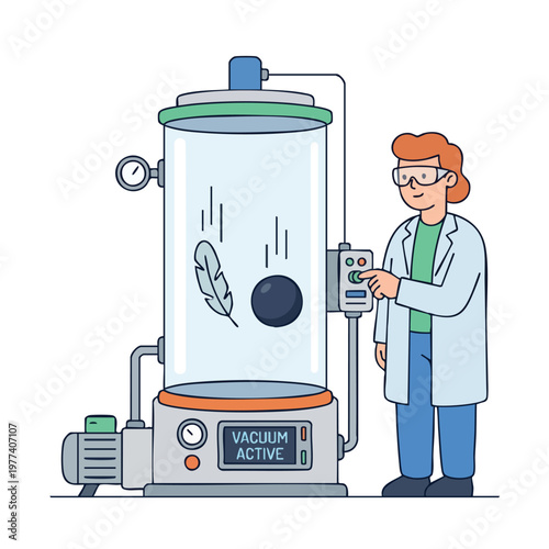 Scientist Demonstrating Vacuum Chamber Physics Experiment.