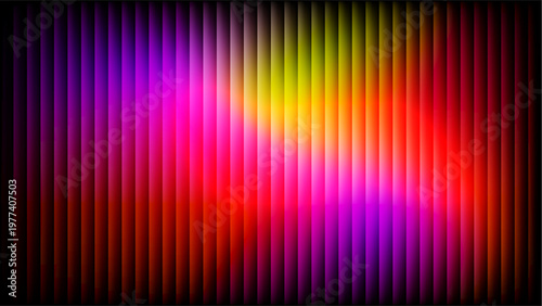 A vibrant abstract vector wallpaper featuring a bright rainbow spectrum of glowing gradient lines and colorful waves against a black digital backdrop for a modern art decoration element