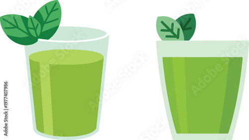 Healthy green juice with mint leaves