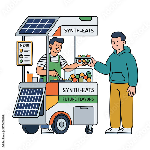Solar powered food cart serving future flavors.