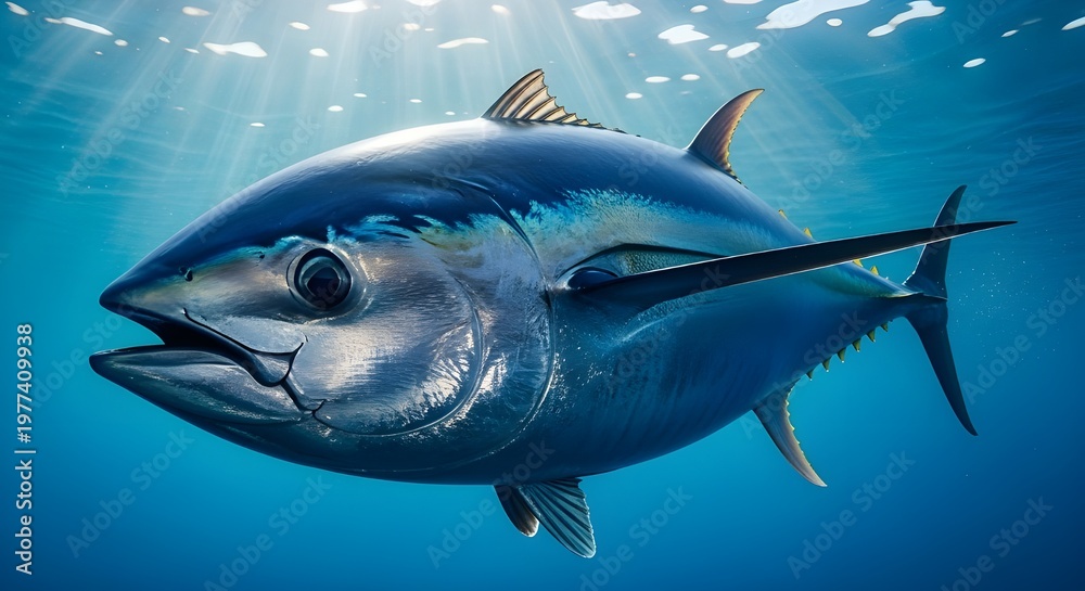 Obraz premium World Tuna Day Realistic Ocean Tuna Portrait, Conservation Awareness