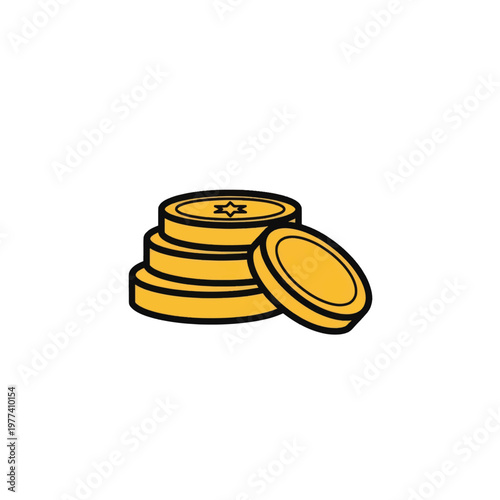 Cartoon Stack of Golden Coins Illustration for Financial Concepts and Currency.