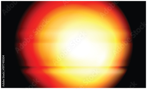 Bright yellow and vibrant red vector graphic design featuring a glowing circular sun shape on a solid dark black background