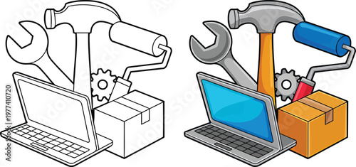 Multifunctional Service Icon Set for Online Home Maintenance Booking and Construction Project Management Digital Platform Solutions