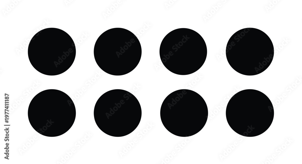 Fototapeta premium Arrangement of black circles in a grid pattern silhouette