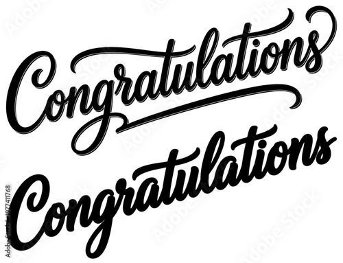 Two lines of elegant black script typography spell out the word Congratulations creating a celebratory visual message Congratulations calligraphy lettering text celebration