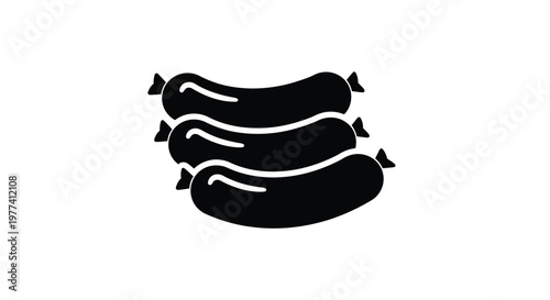 A stack of three sausages presented as a bold silhouette