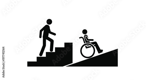 Accessibility sign showing a person walking and another in a wheelchair silhouette