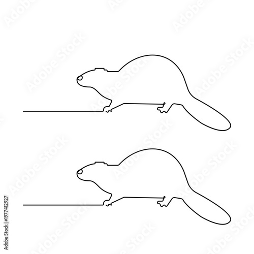 Beaver continuous line art for nature conservation concept

