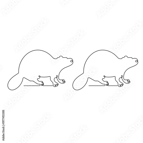 Beaver continuous line art for nature conservation concept
