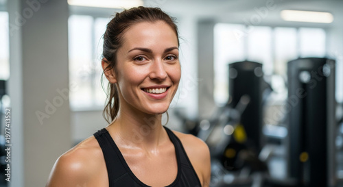 Mulher sorrindo em uma academia