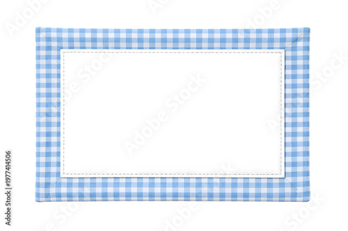 Blue Checkered Frame Border Background Isolated on White Background
