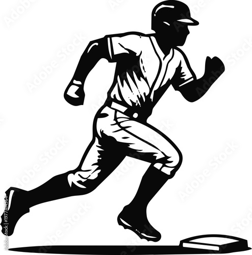 Baseball Base Runner Sprinting