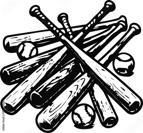 Wooden Baseball Bats Pile