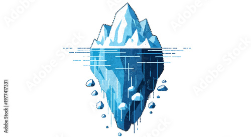 Iceberg floating in ocean water, partially submerged