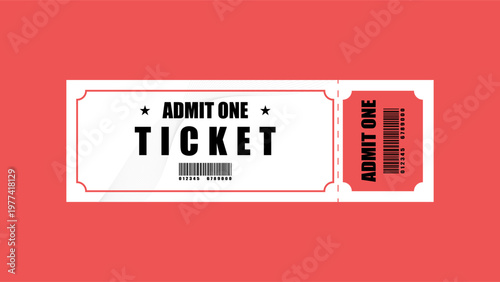 Modern Admit One Ticket with Barcode and Minimal Design