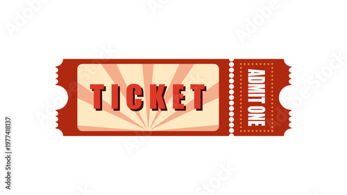 Retro Ticket with Sunburst Background Design