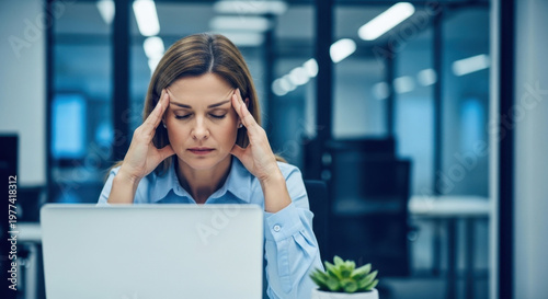 Overwhelmed Older Woman Accountant Struggles