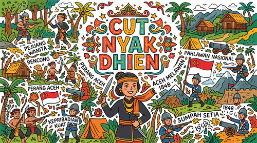 Cut Nyak Dhien Indonesian Heroine Doodle Art