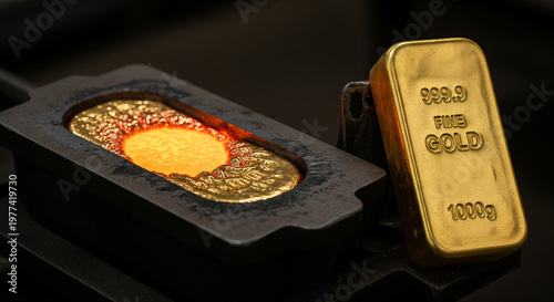 Molten Gold And Bullion Reflecting Economic Crisis And Wealth Inequality