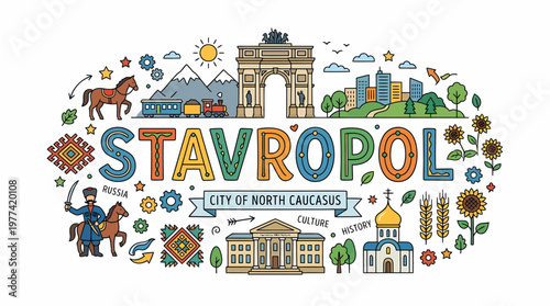 Stavropol City of North Caucasus Doodle Art