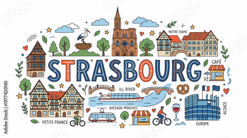 Strasbourg France Doodle Art - Landmarks, Culture, Travel