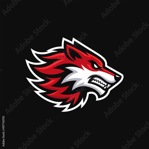 Modern Flat gaming mascot Vector angry Wolf Head Logo
