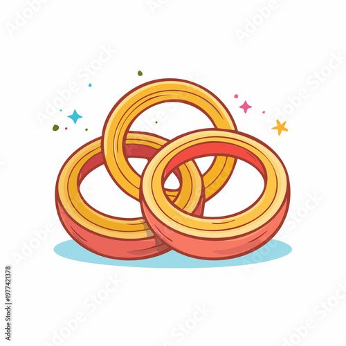 Cute Onion Rings Flat Doodle Food Illustration Crispy Snack Fast Food Design