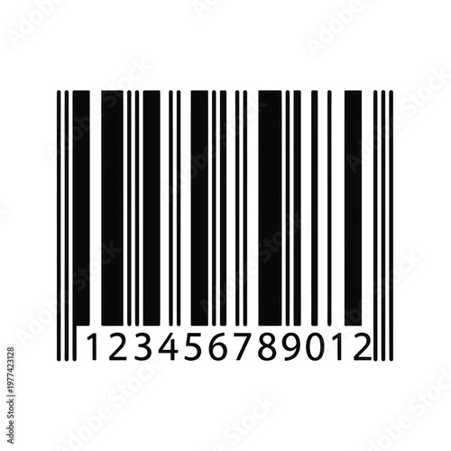 Monochrome barcode design featuring numeric sequence and bars.