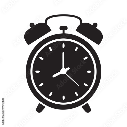 alarm clock vector illustration on white background or silhouette vector 