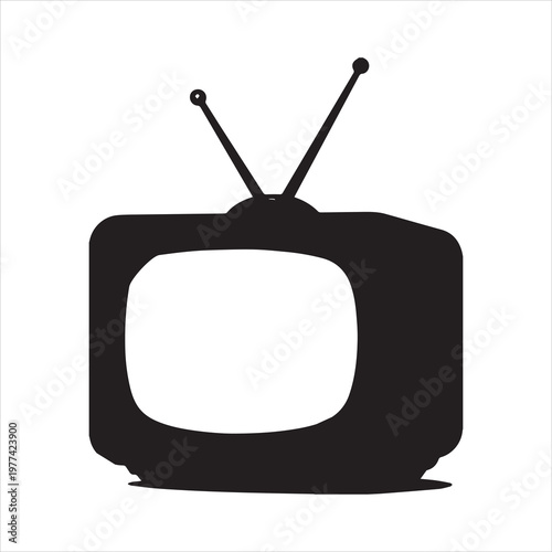 retro tv set isolated on white background or silhouette vector 