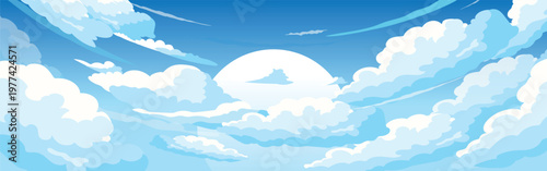 Sky Cloud With Sun Light Nature Illustration