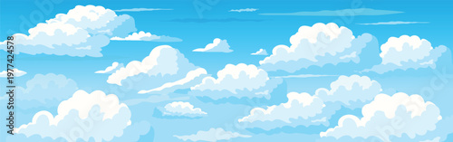 Wide Blue Sky Panorama Cloud Scenic Background Illustration