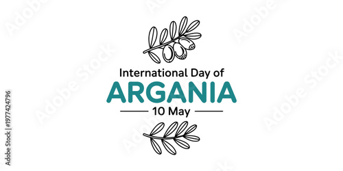 A commemorative graphic design illustration for the international day of argania on may tenth. Vector, illustration
